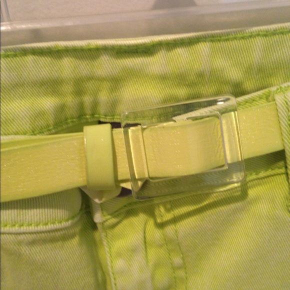 Electric Lime Green Color Jeans w/ Belt - Picture 7 of 7